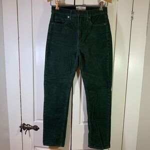 Gap Vintage Slim High Rise Corduroy Pants Forest Green Womens 26 2R Slim Leg
